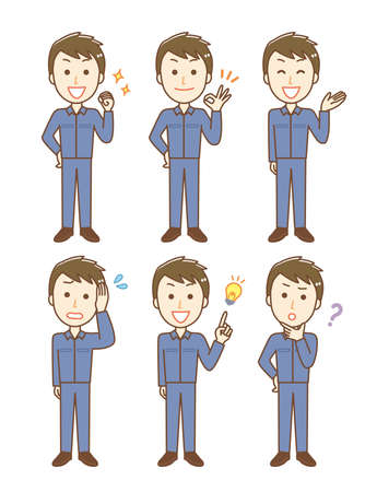 Worker facial expression setのイラスト素材