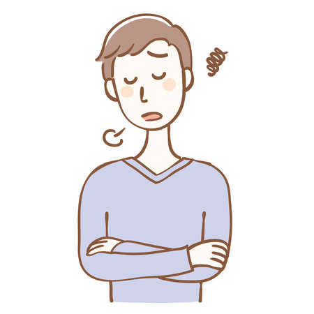 Illustration of a man sighingのイラスト素材