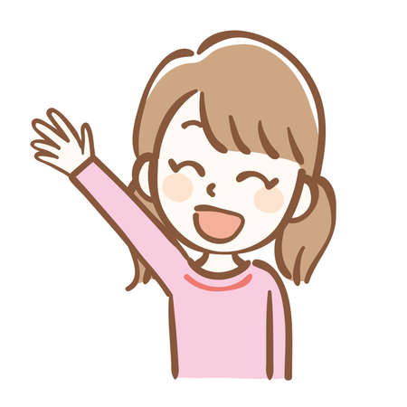 Illustration of a girl raising handsのイラスト素材