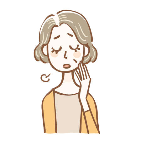 Illustration senior women who suffer from thinning hairのイラスト素材