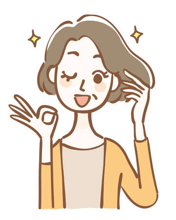Middle-aged woman with beautiful hairのイラスト素材