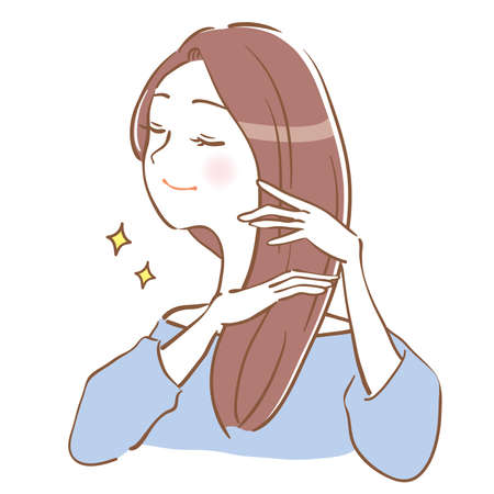 Illustration of a woman with beautiful hairのイラスト素材