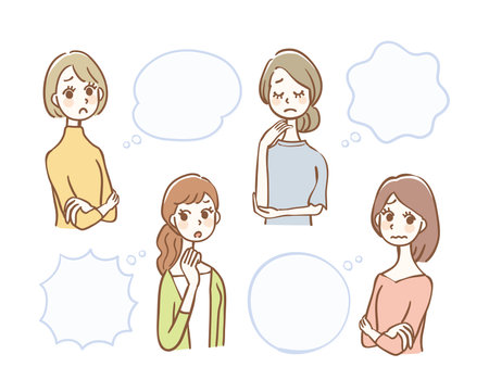 Worried woman and text space setのイラスト素材