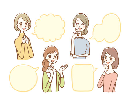 Speaking woman and text space setのイラスト素材
