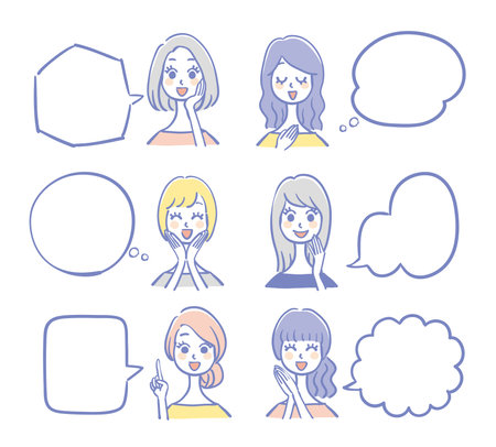 Speaking woman and text space setのイラスト素材