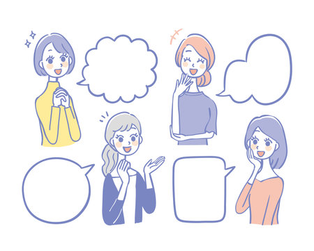 Speaking woman and text space setのイラスト素材