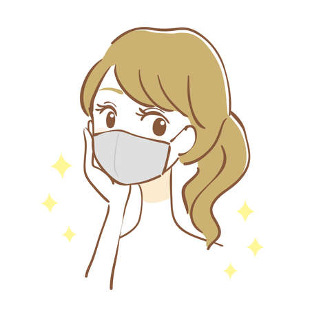 Woman wearing a hygiene maskのイラスト素材