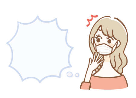 Space for women and letters wearing sanitary masksのイラスト素材