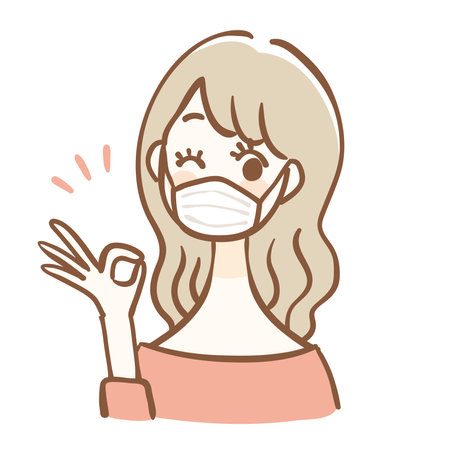 Woman wearing a hygiene maskのイラスト素材