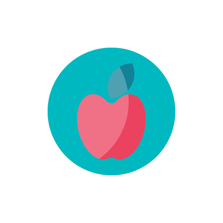 Vector Illustration for Dentistry and Orthodontics. Apple flat icon on green circle backgroundのイラスト素材