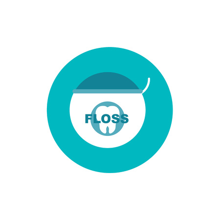Vector Illustration for Dentistry and Orthodontics. Dental floss flat icon on green circle backgroundのイラスト素材