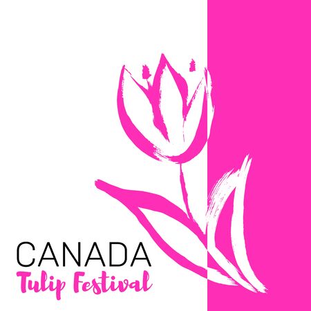 Vector Illustration. Canada Tulip festival. May festival. Tulip paint by hand. Background.のイラスト素材