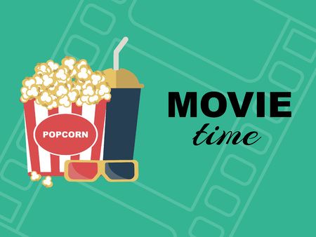 Movie time card with popcorn designのイラスト素材
