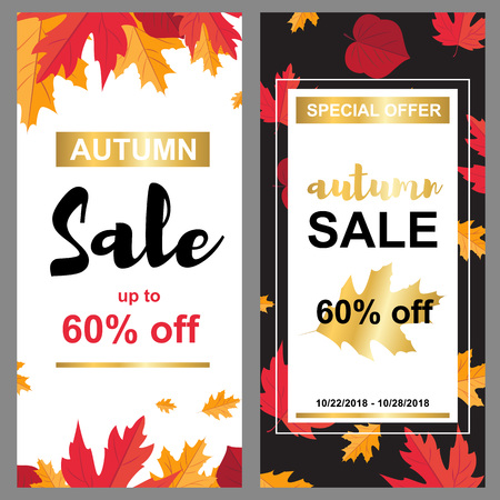 Sale banner with autumn leaves designのイラスト素材