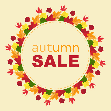 Autumn sale banner with autumn leaves vector illustration.のイラスト素材