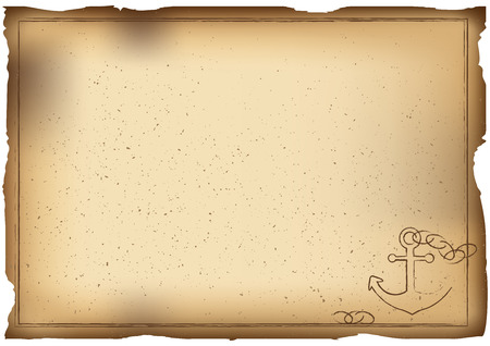 Vector Illustration. Old paper background with anchor. Horizontal A4 template のイラスト素材