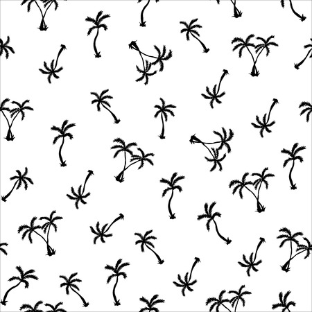 Vector Illustration. Palms pattern. Hand draw tropical palms background. Black palmsのイラスト素材
