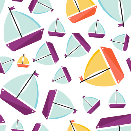 Vector Illustration. Seamless pattern with ship. Cartoon style. Background for designのイラスト素材