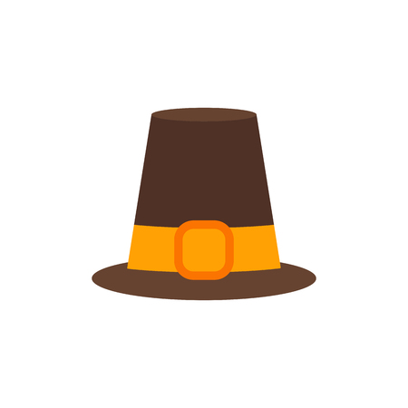 Vector Illustration. Pilgrim hat flat isolated icon. Thanksgiving symbolのイラスト素材