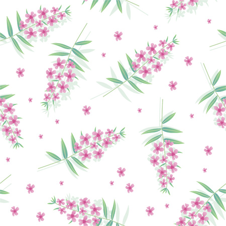 Vector Illustration. Poster with angelonia. Seamless background with modern home flowersのイラスト素材