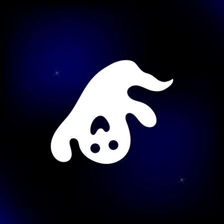 Vector Illustration. Ghost cartoon style. Spooky icon on sky background with starsのイラスト素材