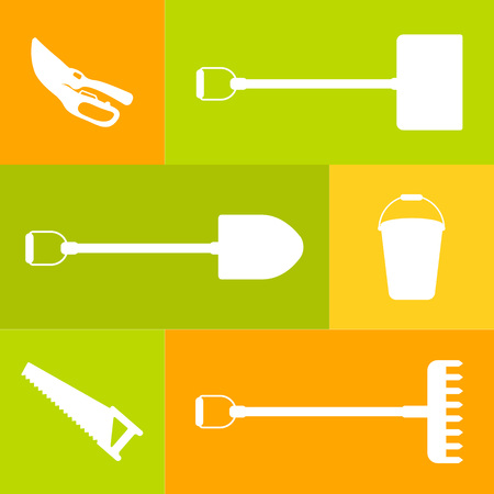 Vector set of tools for gardening. Gardening collection. Icon silhouetteのイラスト素材