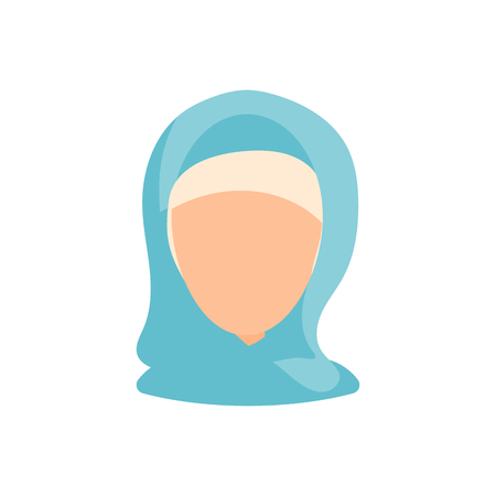 Female user avatar profile picture icon. Isolated vector illustration in flat design people character on white background. Muslim womanのイラスト素材