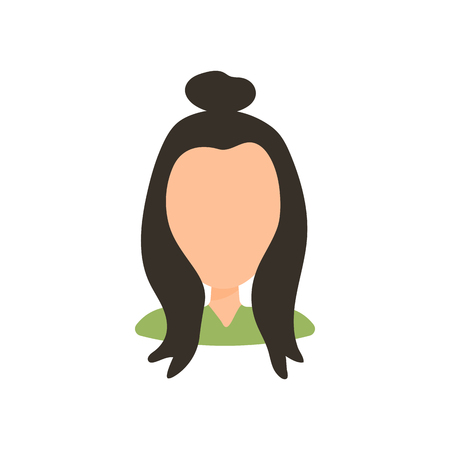Female user avatar profile picture icon. Isolated vector illustration in flat design people character on white background. Woman with hair bunのイラスト素材
