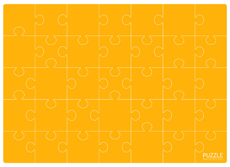 Yellow Puzzles grid template. Jigsaw puzzle 24 pieces, thinking game and 6x4 jigsaws detail frame design. Business assemble metaphor or puzzles game challenge vector illustration. Puzzle backgroundのイラスト素材