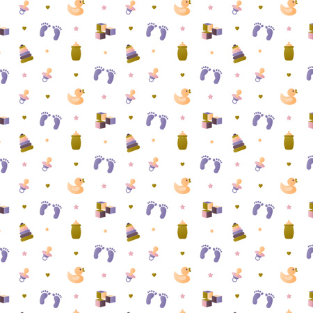 Vector Illustration. Pattern with elements for baby showerのイラスト素材