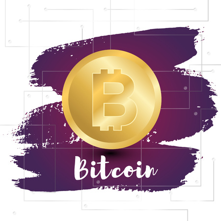 Vector Illustration. Bit-coin on purple gradient paint splodge of paintのイラスト素材
