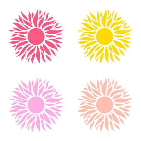 Vector Illustration. Summer set  of sun. Colorful sun template for different design  Sunshine backgroundのイラスト素材