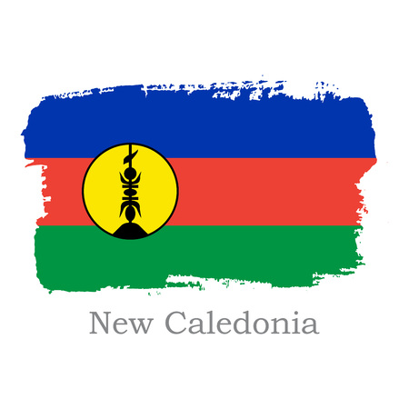 Hand draw New Caledonia flag. National New Caledonia banner for design on white background. Vector Illustration.のイラスト素材