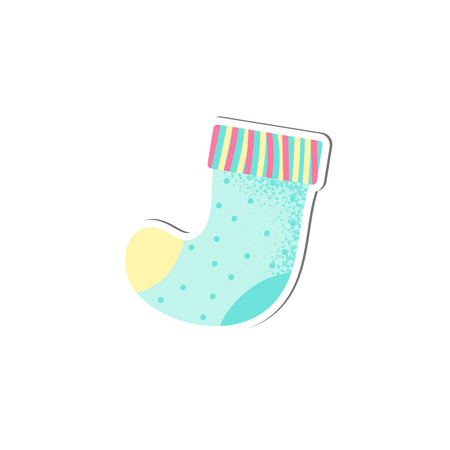 Isolated cute Baby socks vector in cartoon style. Icon of wear for the happy child. Simple object for baby shower card. A simple accessory for kid comfortのイラスト素材