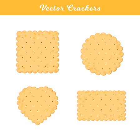 Vector Illustration. Set of health crackers. Isolated cookie in flat styleのイラスト素材