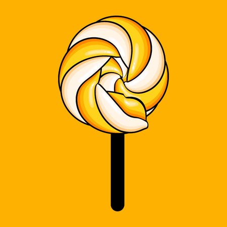 Vector Illustration. Yellow candy icon. Sweet on the stick for designのイラスト素材