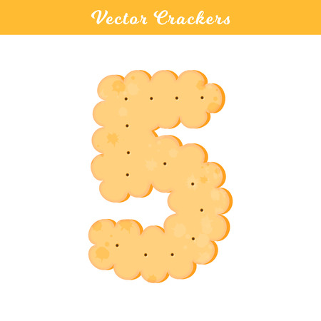 Vector Illustration. Health cracker. Isolated cookie: figure five. Icon 5.のイラスト素材