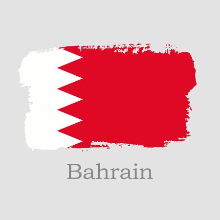 Vector Illustration. Hand draw Bahrain flag. National Bahrain banner for design on grey backgroundのイラスト素材