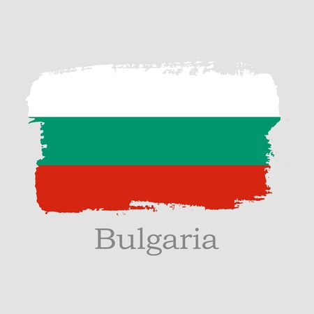 Vector Illustration. Hand draw Bulgaria flag. National Bulgaria banner for design on grey backgroundのイラスト素材