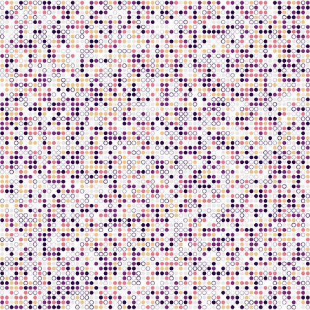 Vector Illustration. Dark purple, yellow, red  pattern of geometric circles, shapes. Colorful mosaic banner. Geometric background with colored disksのイラスト素材