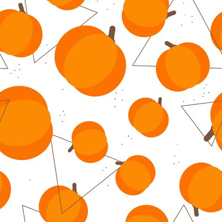 Happy Thanksgiving Day abstract background with pumpkin and triangle. Thanksgiving seamless background memphis. Vector Illustrationのイラスト素材