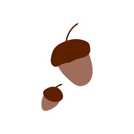 Isolated cute autumn acorn in scandinavian style for sale background. Flat icon for offer banner, ad, thanksgiving poster . Vector Illustrationのイラスト素材