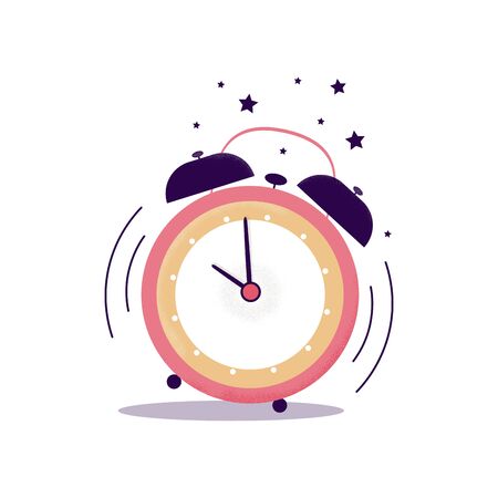 Isolated modern alarm clock vector illustration. Business watch in retro style. Time doing work with deadline. Stop time vector concept のイラスト素材