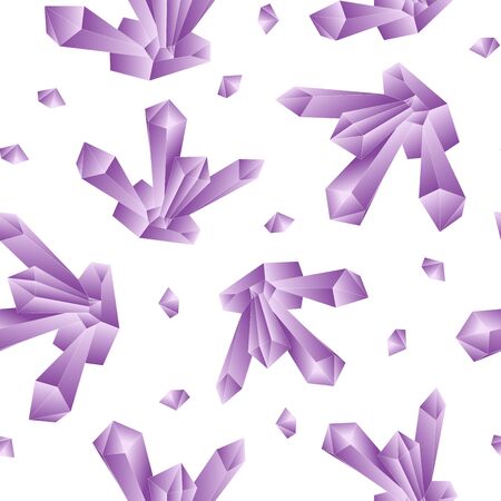 Seamless pattern with stone crystal in purple colors. Vector Illustrationのイラスト素材