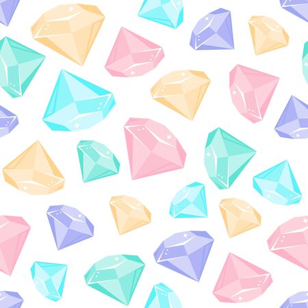 Seamless pattern with crystal in vector. Cute background for t-shirt, kids design, web concept. Gemstone vector Illustrationのイラスト素材