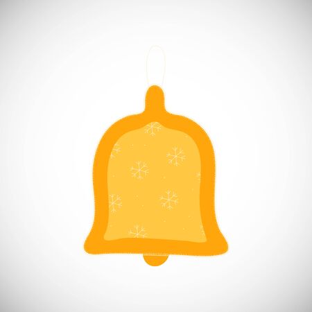 Isolated felt xmas bell toy in scandinavian style. Winter symbol of Chritmas. Noel decoration. Vector Illustrationのイラスト素材