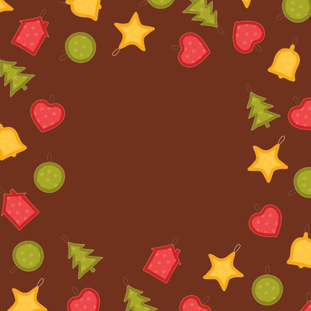 Pattern of felt xmas toy in scandinavian style for sale, web, poster, banner. Winter symbol of Chritmas. Noel decoration. Vector Illustrationのイラスト素材