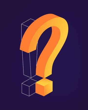 Exclamation and Question Mark isometric style. Online Support center. Ask Questions and receive Answers. Online Support center. Why and Yes Concept. Flat Vector Illustrationのイラスト素材