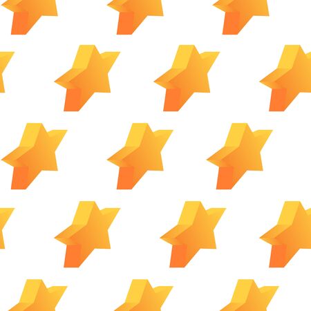 Seamless pattern with 3d Star icon. Rating vector bookmark pictogram. Special symbol for best business. Vector Illustration in modern flat styleのイラスト素材