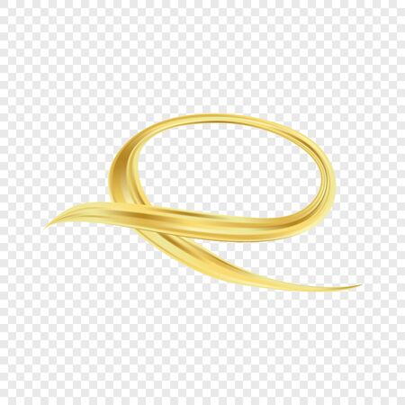 Golden brushstoke paint ribbon on transparent background. Gold abstract flow. Vector Illustration for design conceptのイラスト素材